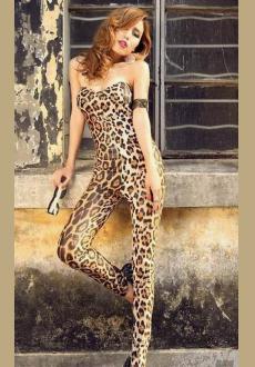 New Fashion Strapless Jumpsuits Leopard Sleeveless Jumpsuit