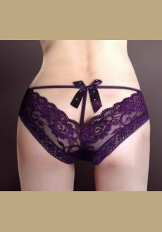 Purple Sexy Ribbon Lace Panties