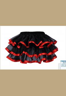 Black Tulle Mini Skirts With Layers and Red Edging 