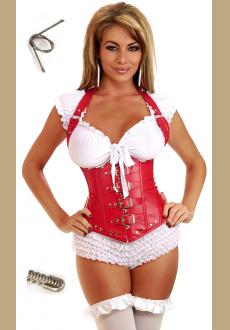 Red Leather Underbust Corset 