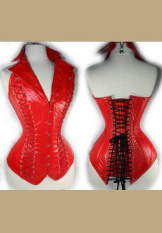 Vest Leather Corset Red