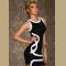 Simple White Matching Black Sleeveless Bodycon Dress for Party