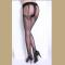 Black Faux Suspender Crotchless Tights With Art Deco Pattern Detail and Back Seam
