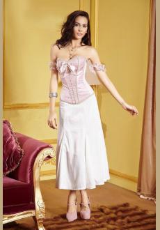 Baby pink medieval style overbust corset