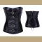 Zipper and Buckles Overbust Leather Corset
