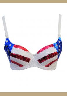 American Flag Sequin Underwire Bra