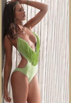 FRINGE SEAFOAM STARDUST STRAIGHT FRINGE ONE-PIECE - L*SPACE SWIMWEAR