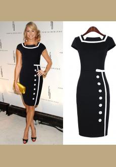 New Womens Sexy Celebrity Vintage Nautical Bodycon Pencil Party