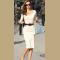 Elegant V-Neck Solid Color 3-4 Sleeve Bodycon White Dress 