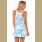 Blue Sleeveless Sky Flower Pattern Ruffle Dress  Clouds Floating Reversible Skater Dress