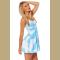 Blue Sleeveless Sky Flower Pattern Ruffle Dress  Clouds Floating Reversible Skater Dress