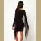 New Womens Wholesale Club Street Cotton Long Sleeve Round Neck Fringe High Waist Short Bodycon Dress