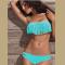 Blue Fringe Top Bikini Set