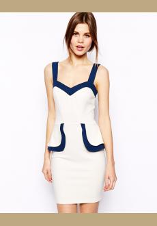 Pencil Dress With Contrast Peplum