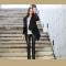 New Fashion Women Asymmetric Coat Asymmetric PU Edge Zipper Cuffs Warm Jacket Outerwear Dark Blue