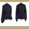 New Fashion Women Asymmetric Coat Asymmetric PU Edge Zipper Cuffs Warm Jacket Outerwear Dark Blue