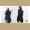 New Fashion Women Asymmetric Coat Asymmetric PU Edge Zipper Cuffs Warm Jacket Outerwear Dark Blue