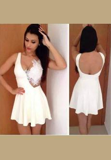 Sexy Lace Crochet Spliced High Waist Dress