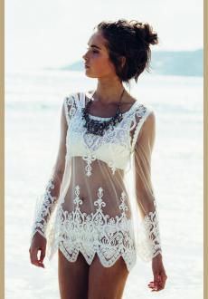 White Lace Beach Cover Up Beach Dress