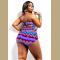 Tribal Print Plus Size Fringed Two Piece Swimwear