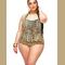 Leopard Print Plus Size Two Piece Tassel Swimwear