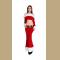Red Off Shoulder Long Sleeves & Maxi Dress