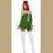 Green and White Strapless Halloween Costume with Big Flower Hemline