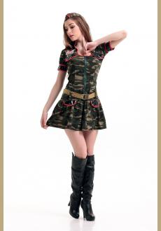 Army Green Mini Dress With G-sting Belts hat Costumes