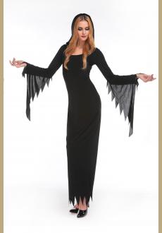 Black Hooded Robe Witch Costume