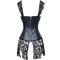 Women's Sexy Faux Leather Shoulder Strap Corset Dress Bustier Lace Skirt