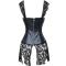 Women's Sexy Faux Leather Shoulder Strap Corset Dress Bustier Lace Skirt