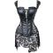 Women's Sexy Faux Leather Shoulder Strap Corset Dress Bustier Lace Skirt