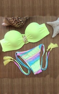 Yellow Bandeau Top a...