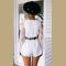 Fashion women white lace jumpsuits summer style v neck perspective sexy romper batwing sleeve floral knitting casual jum