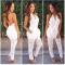 2016 Crochet Halter Backless Jumpsuit Romper Playsuit Summer Sexy Women V-Neck Sleeveless Rompers Women Jumpsuit