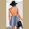 Deep V Neck Backless Print Dress