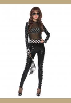 mesh balck race girl costume,accessory: gloves