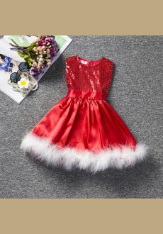 Girl sequin dress Christmas party red Paillette princess dress tutu skirt
