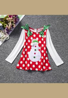 Europe and the United States in winter new girl christmas dress long sleeved wave point princess cartoon children  s dre
