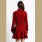 Red High Neck Ruffle Long Sleeve Flounce Hem Dress