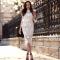 White Three Quarter Length Sleeve Lace Sheath Dress