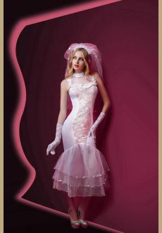 White Beauty Women Mesh Covers Sexy Bride Costume Wedding Dress