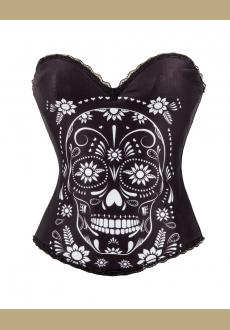 Women’s Punk Skull Print Rock N Roll Fashion Boned Bustier Corset Top