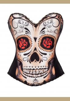 Sexy Black Skull Day of The Dead Halloween Costume Corset 