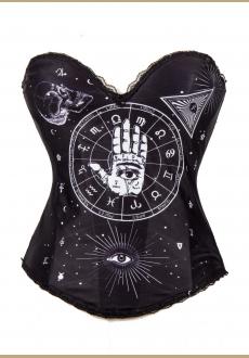 Sexy Black Egypt Style Printing Halloween Costume Overbust Corset