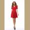 Red Scalloped Hem Zipper Closure Dress