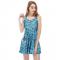 Hot Product Women Blue Color Sleeveless Dresses Digital Print Bones Skater Dress