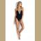 Women One Piece Deep Plunge Contrast Edged Getaway Halter Monokini Swimsuits