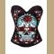 Sugar Skull Corset Top Multi Colour With Skull & Flowers 