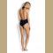 Women One Piece Deep Plunge Contrast Edged Getaway Halter Monokini Swimsuits